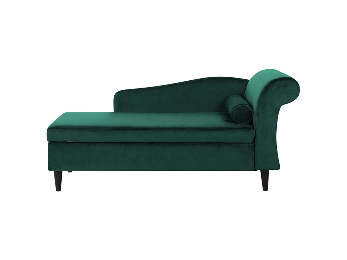 Chaise longue derecho BELIANI Luiro de Terciopelo Verde 160x70x77