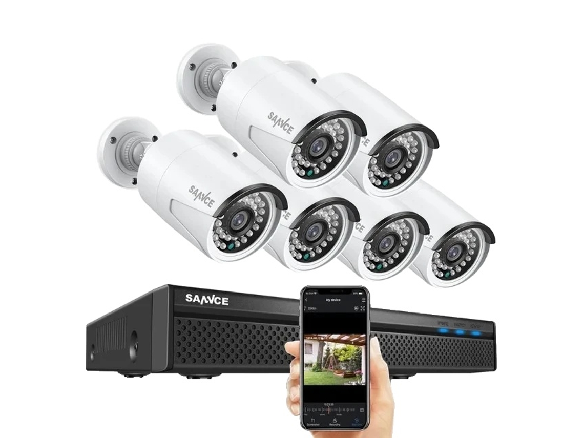Sistema de cámaras de seguridad NVR Sannce, resolución de video de 8 MP, compatible con 8 canales POE, 6 cámaras de 8 MP, sin OEM