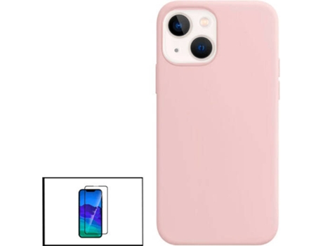 Kit Protector de Cristal Templado 5D Full Cover y Funda Silicona Liquida Apple iPhone 13 Mini PHONECARE Rosa
