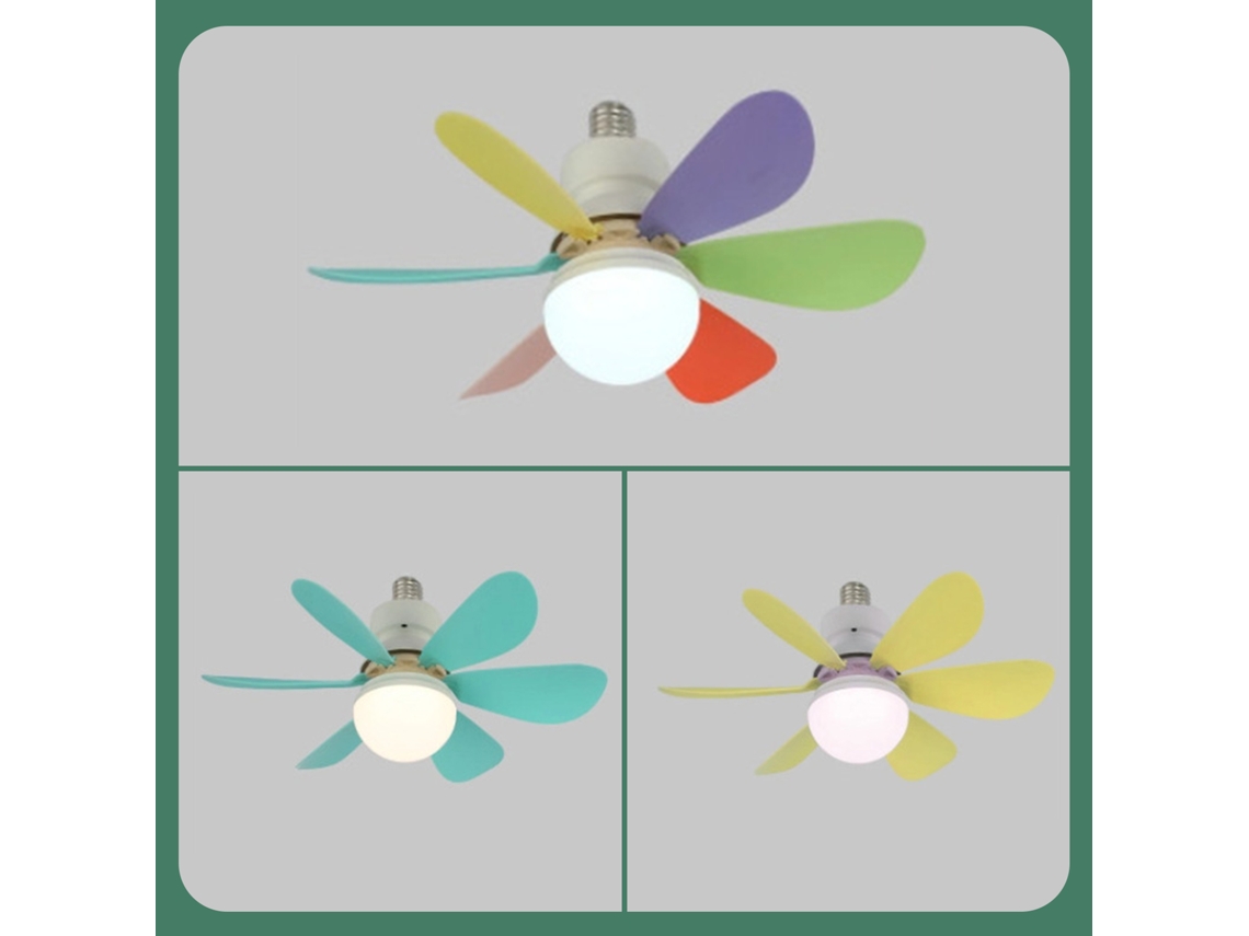 Ventilador/lámpara tricolor ajustable con mando a distancia.