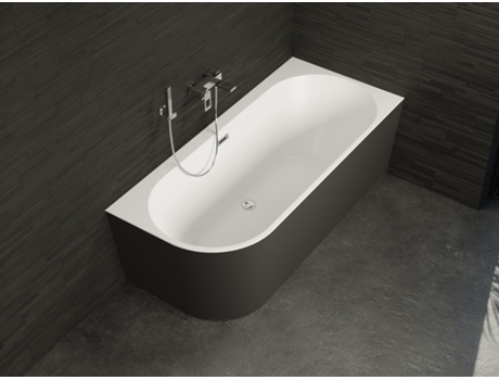 CAPRI 180 DROITE Noire, Bañera semi-exenta mural L. 180 x l. 81 cm, by SPALINA