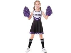 Traje De Porrista Para Niña 3-10 Años Con Pompones, Top Sin Mangas Y Falda Plisada, Seh150cmnegro 150cm Negro