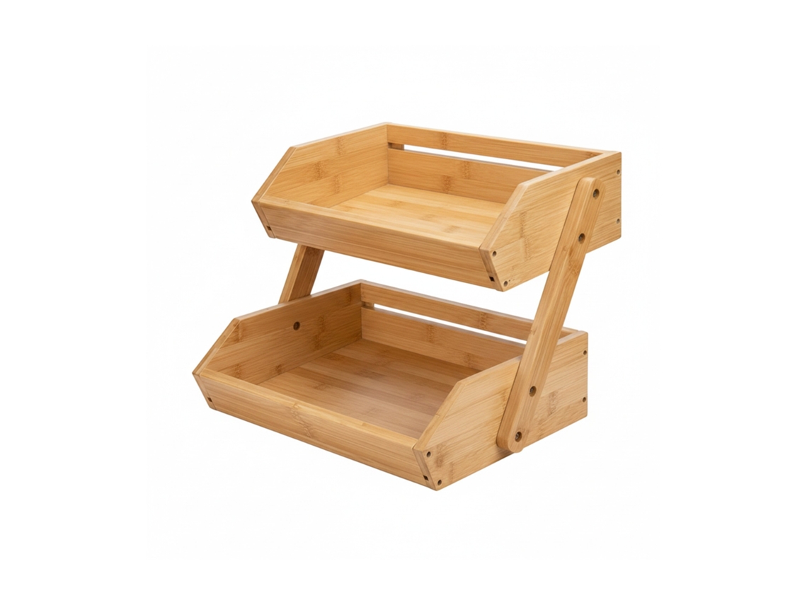 Relaxdays Etagere De Bambú Para Fruta, 2 Niveles, 26,5 X 30 X 25 Cm, Bandeja Para Frutas, Verduras Y Repostería.