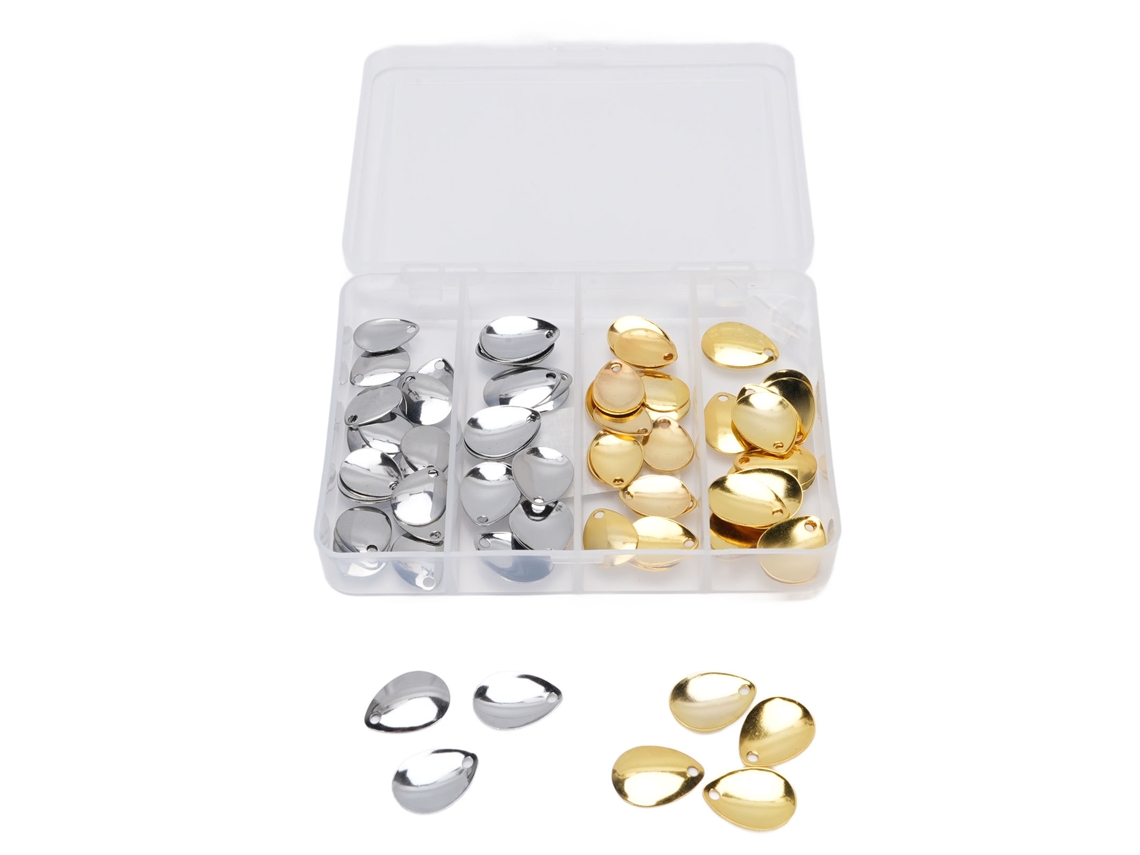 Danu26 80 piezas de cucharas de pesca giratorias de acero inoxidable para pesca en agua dulce y salada - Oro Plata