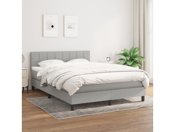 Cama Box Spring Con Colchón Tela Gris Claro 140x190 Cm