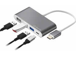 Hub Logan SILVER HT USB-C 4 en 1 (4 Puertas - Plateado)