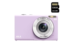 Cámara VIGA EUROPE Digital Compacta Dc402Af Cámara Infantil Gratuita De Nivel De Entrada 48Mp Resolución 4K Pantalla De 2 8 Pulgadas 128Gb Púrpura
