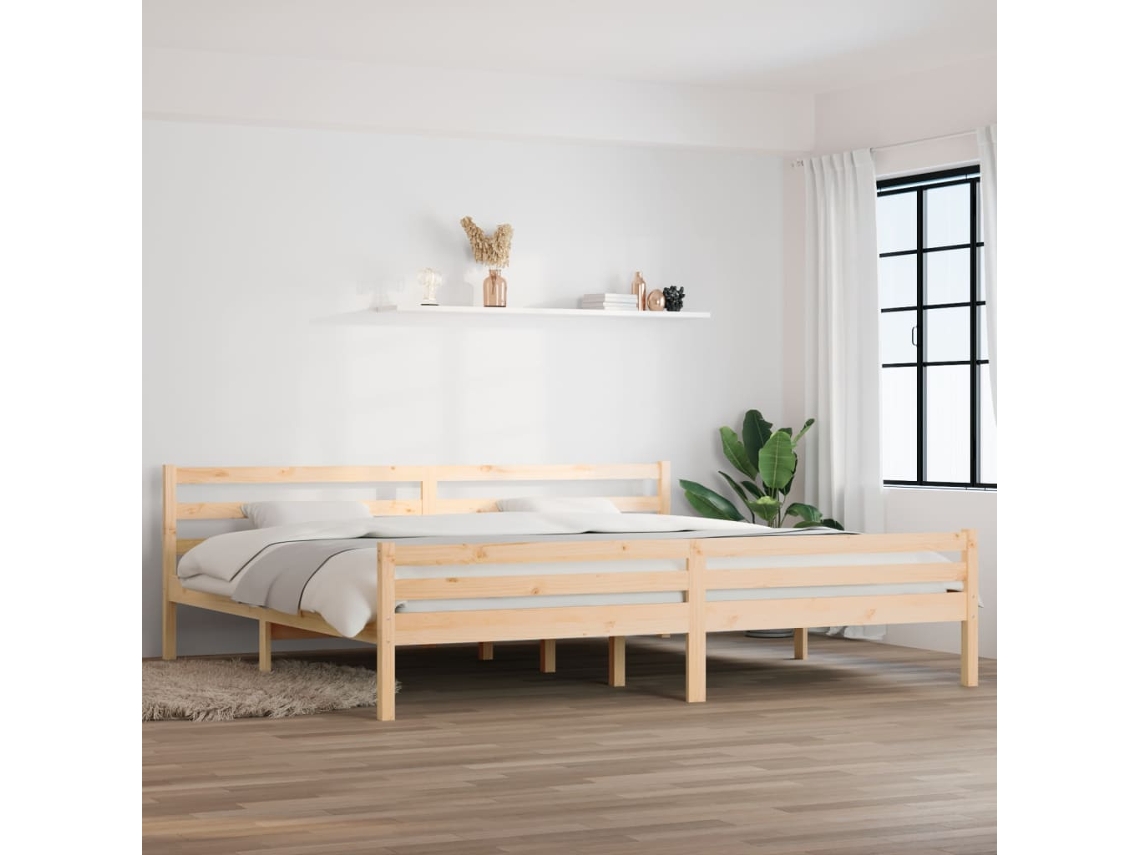 Estructura De Cama Sin Colchón Madera Maciza 200x200 Cm