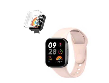 KIT Capa Proteção Total Pulsera Silicone GIFT4ME para Xiaomi Redmi Watch 3 - Rosa