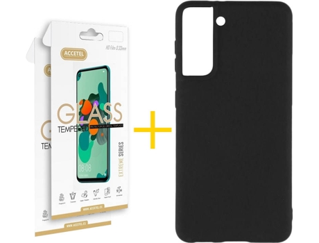 Kit Funda + 2 Protectores de Pantalla Samsung Galaxy S21 + Plus ACCETEL Liso (Negro)