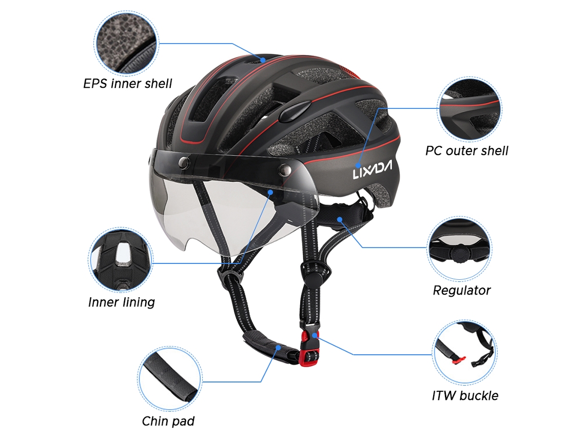 Vlrla-casco De Bicicleta Con Gafas Magnéticas Desmontables Y Luz Trasera Para Montaña Y Carretera Adulto