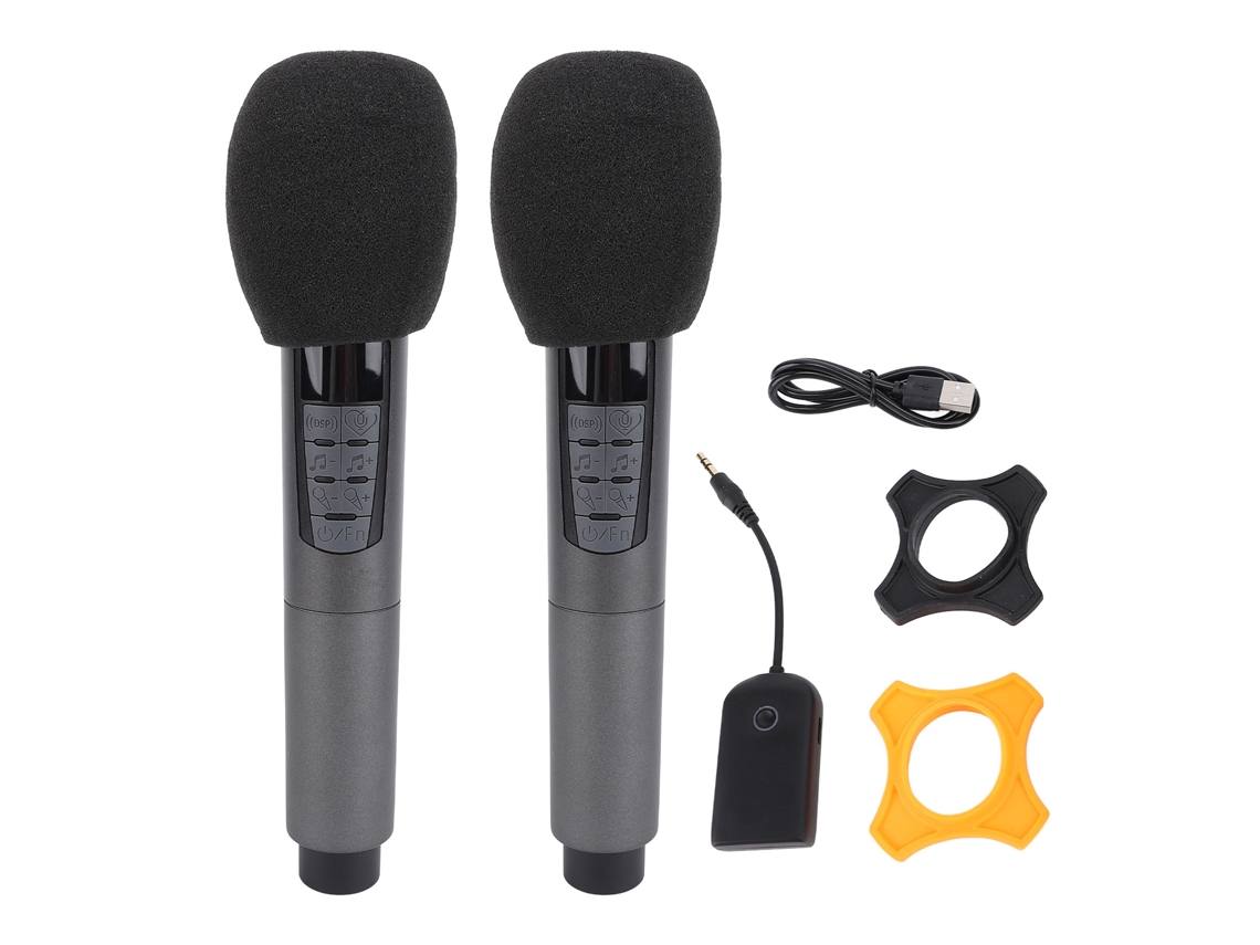 Microfone Sem Fio Dinâmico 2.4g Bluetooth 10 Canais Anti-interferência Sistema Duplo Para Festas Casamentos