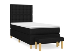 Maison Exclusive - Cama Box Spring Con Colchón Tela Negro 90x190 Cm