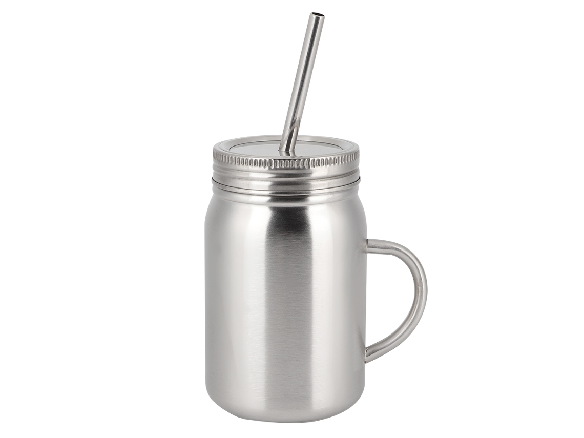 Vaso de agua de acero inoxidable de 700 ml con asa para uso doméstico y exterior.