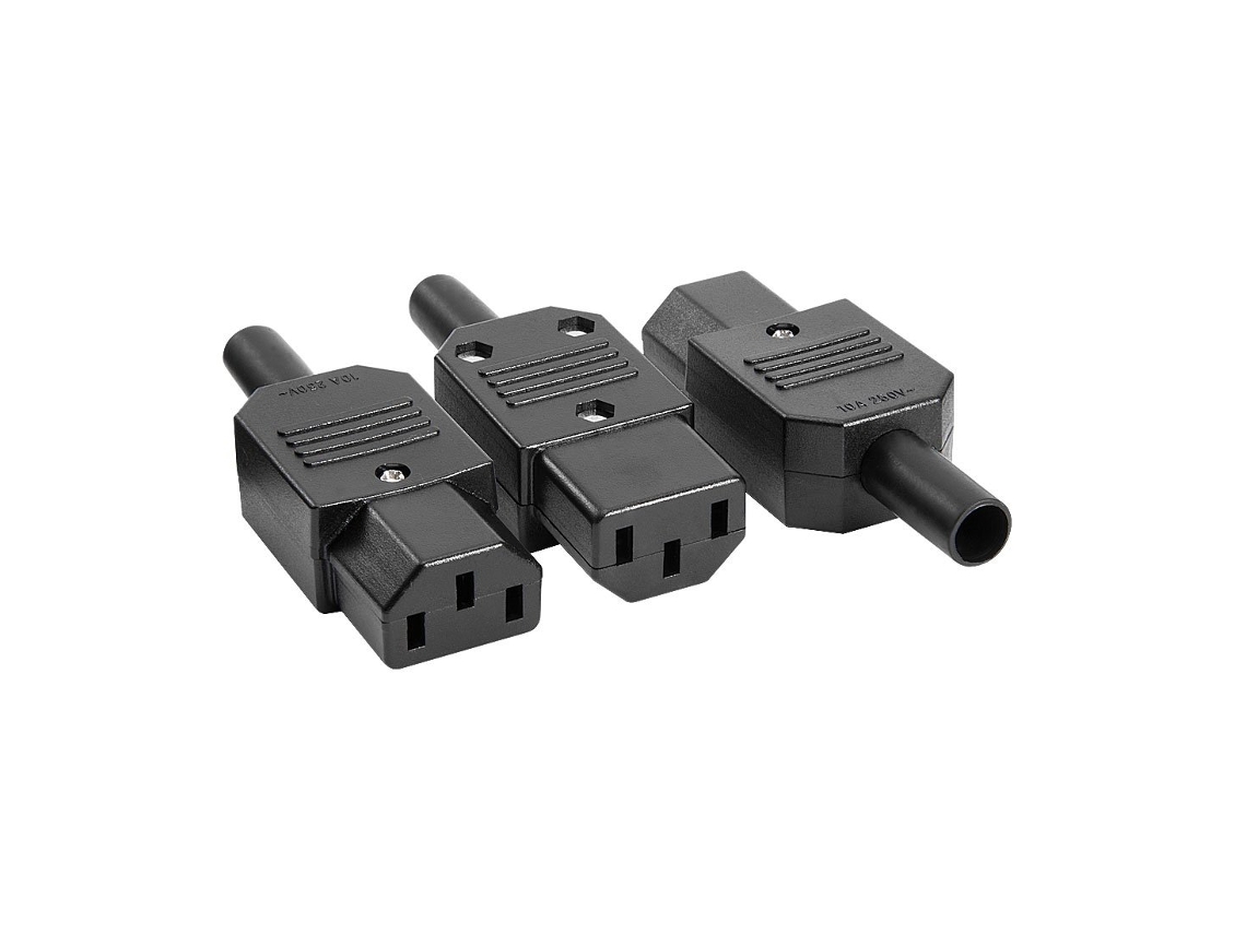 3 Tomas De Corriente Ac250v 10a De Pines Para Montaje En Panel, Adaptador De Enchufe Iec320 C13