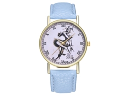 Reloj De Pulsera Unisex Zhoulianfa, Estampado De Payaso, Piel Sintética Azul Claro, Números Romanos.