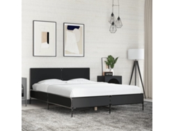 Estructura De Cama Madera De Ingeniería Y Metal Negro 140x190cm