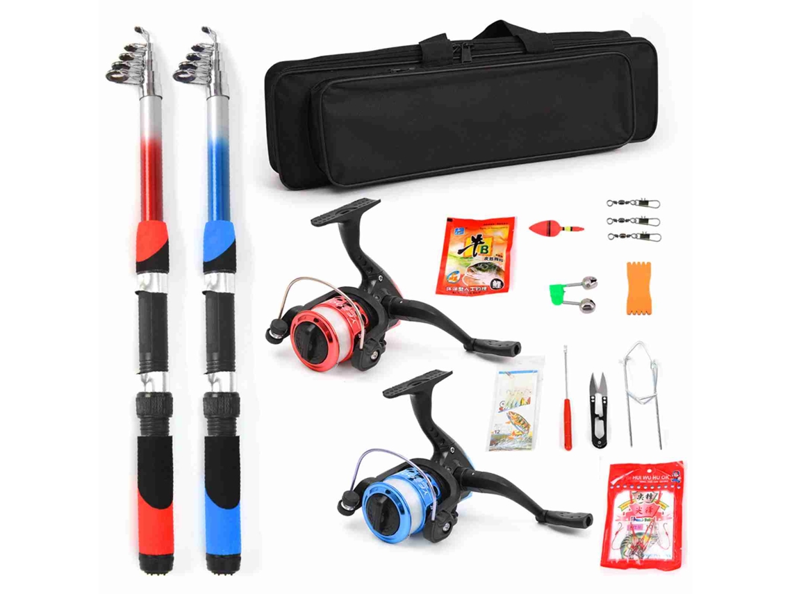 Combo de caña y carrete de pesca ultraligero (telescópico, incluye accesorios)