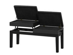 Banco/taburete Para Piano Regulable En Altura Con Espacio De Almacenamiento, Capacidad De Carga De Hasta 220 Kg, Polipiel, Negro, 105 X 37 X 48-58 Cm