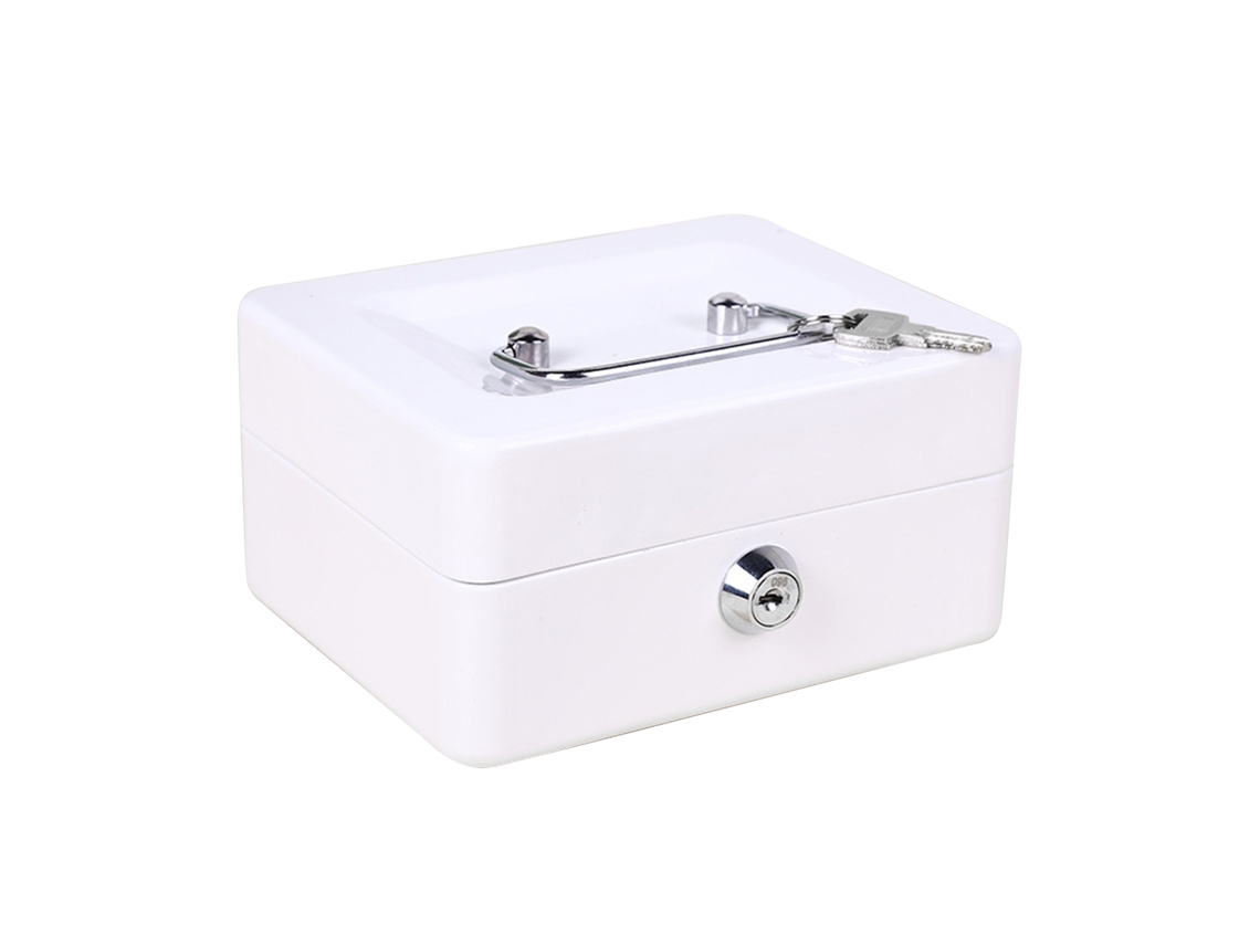 Caja De Almacenamiento Metálica Portátil Multirejilla Con Cerradura De Llave Para Herramientas Y Documentos - Blanca