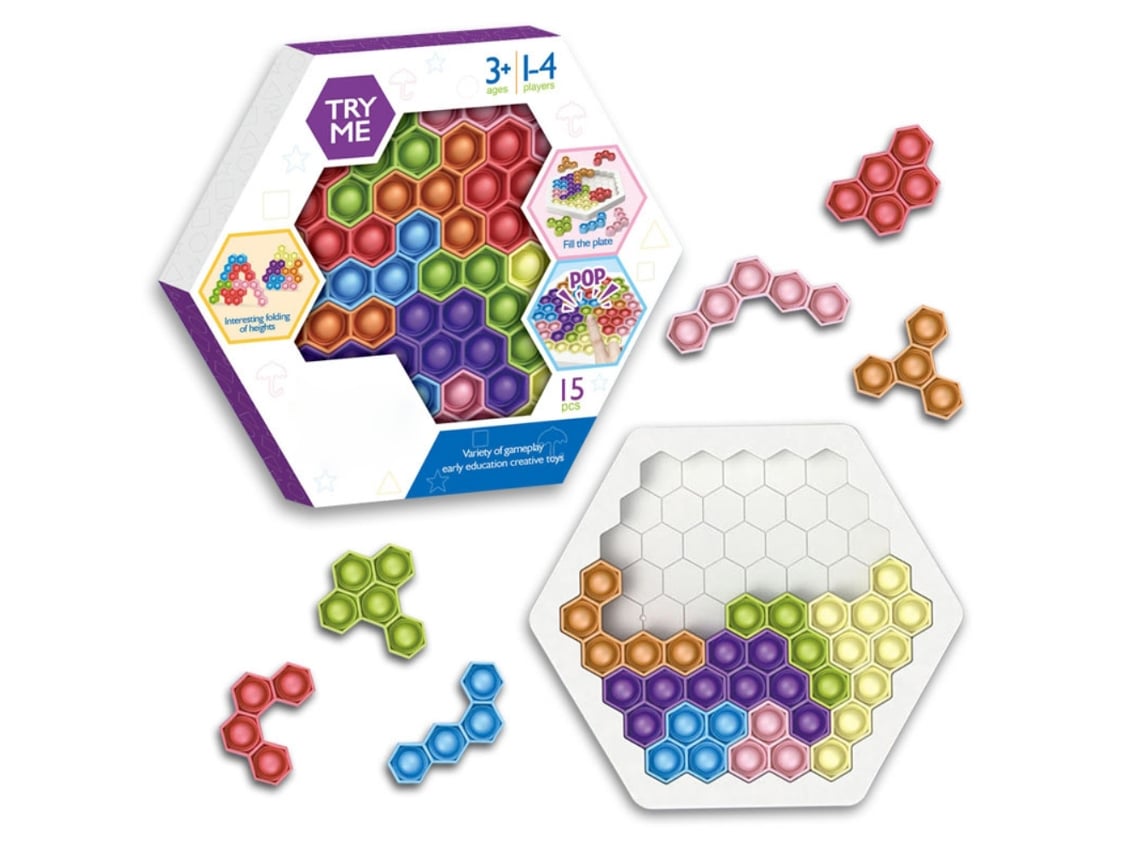 Ats-juguete Sensorial De Hexágono Con Burbujas, Juguete De Silicona Para Decompresión, Bloque De Construcción Y Rompecabezas Para Niños