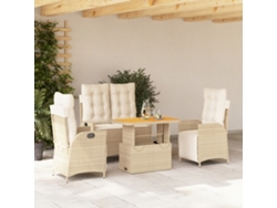 Juego de comedor de jardín de 4 piezas con cojines de mimbre beige de DKD Home Decor