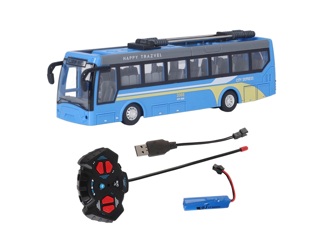 Ats-autobús Escolar Rc De Alta Simulación Con Control Remoto Cargable, Conducción En Todas Direcciones, Azul Para Niños