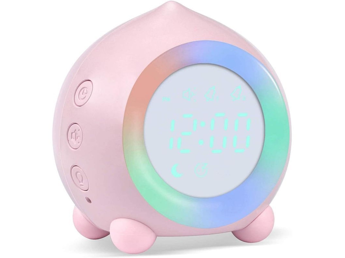 2026-reloj Despertador Led Con Luz Nocturna, Doble Alarma, Modo Entrenamiento Sueño, Diseño Cute Peach (rosa)