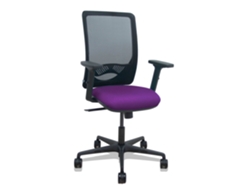 Silla De Oficina Zulema Con Mecanismo Sincro Tapizada Con Tela Color Morado Y Malla Color Negro