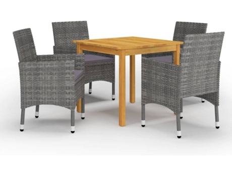 Conjunto 5 de comedor de jardín de VIDAXL gris