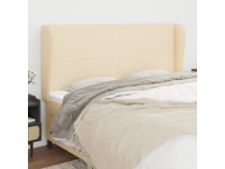Cabecero Con Orejas De Tela Color Crema 163x23x118/128 Cm