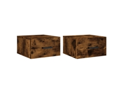 Juego de 2 mesitas de noche de pared de roble ahumado MAISON EXCLUSIVE (35x35x20 cm)
