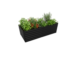 Relaxdays Huerto Elevado Rectangular, Metal Galvanizado, 57 X 180 X 90 Cm, Hortalizas, Hierbas, Flores, Negro