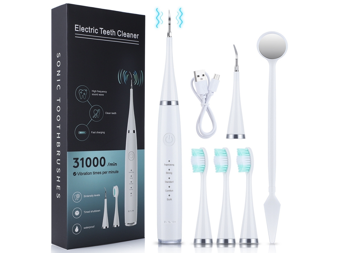 Irrigador Bucal Juego de Limpieza Dental Vibrador de Alta Frecuencia 5 Velocidades Usb para Eliminación de Sarro-Blanco DIGITALLAB