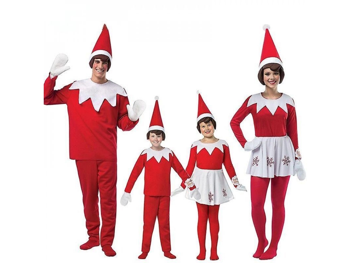 Disfraz Navideño Familiar Elfo Rojo Niños Traje Cosplay Fiesta Año Nuevo Padres E Hijos L Hombres