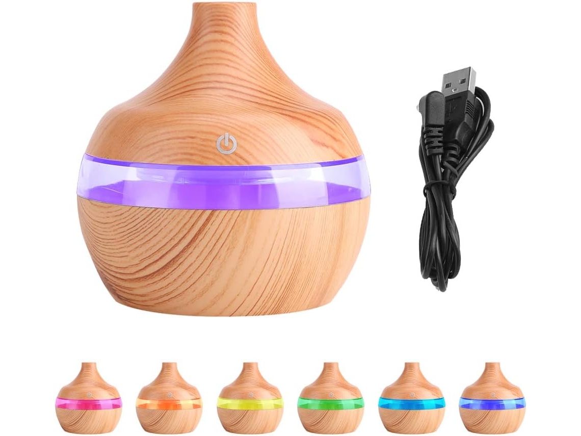 Humidificador, Conexión Usb, Luz Led, Acabado Imitación Madera.