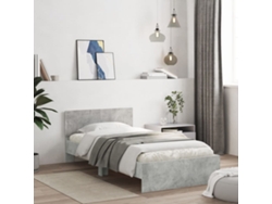 Cama Con Cabecero Madera De Ingeniería Gris Hormigón 100x200 Cm