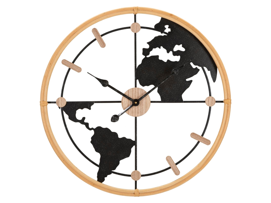 Reloj De Pared Mundo Nuevo Cm Ø 60x5 Unico / Marrón Y Negro