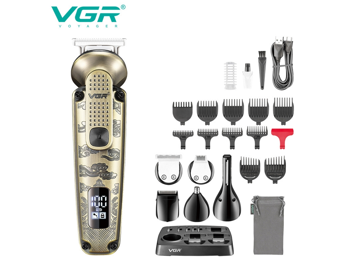 Set multifuncional 6 en 1 de cortapelos eléctrico con pantalla digital y recortador de vello nasal lavable. MDUG