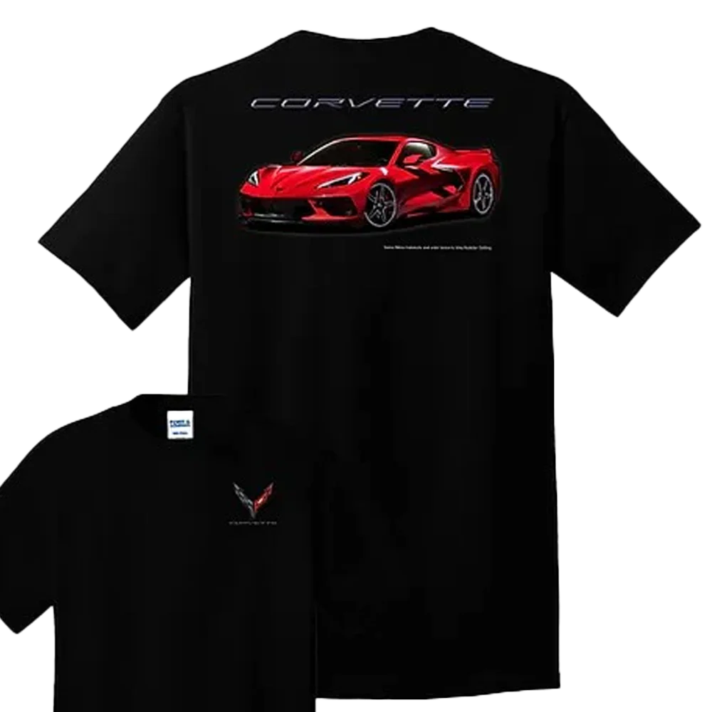 Corvette Torch Red C8 T-shirt Unisex Rockinstone Size:xl