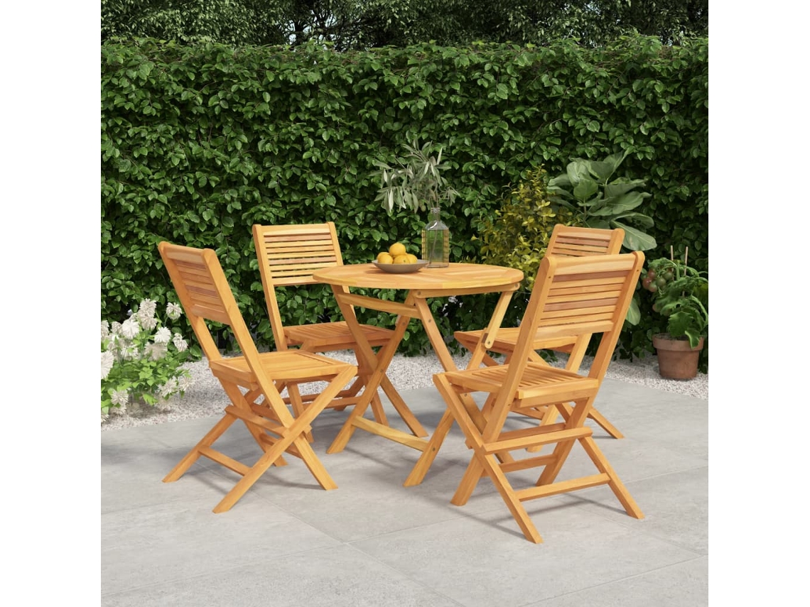 Juego de comedor de jardín de 5 piezas en madera maciza de teca DKD Home Decor