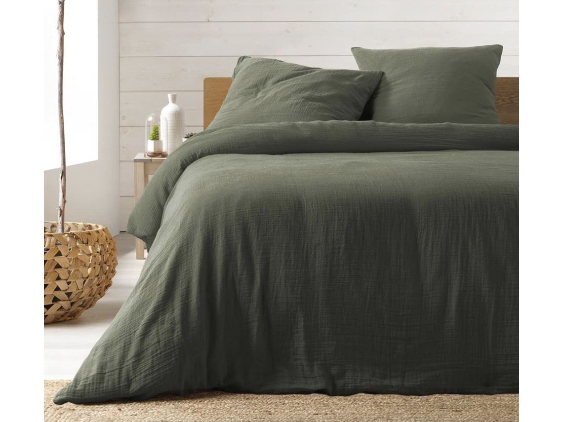 Sábanas de gasa de algodón color caqui 240 x 260 cm Promo Linge