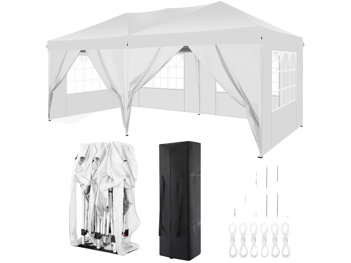 Toldo impermeable de altura ajustable, blanco, 3 x 6 m, OEM