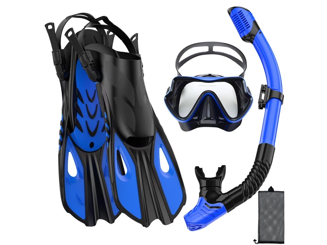 Kit de snorkel antivaho e impermeable – Talla S/M, ideal para buceo en aguas azules.