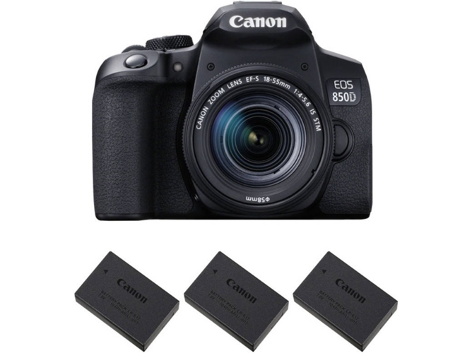 Kit Cámara Réflex CANON EOS 850D + EF-S 18-55mm f/4-5.6 IS STM + 3 LP-E17