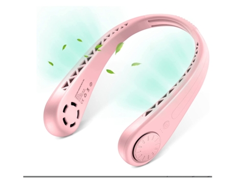 Ventilador de cuello colgante sin aspas Ventilador de cuello portátil manos libres Auriculares recargables de 3 velocidades Rosa BISBISOUS