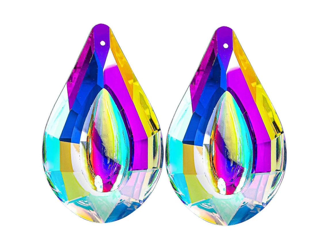 Colgante de cristal arcoíris en forma de lágrima, prismas, luz de cortina, colgante de cristal para bodas