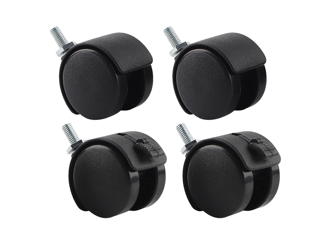 4 Ruedas Giratorias Con Freno Para Silla De Oficina, Repuesto De Nailon, Color Negro, 40 Mm