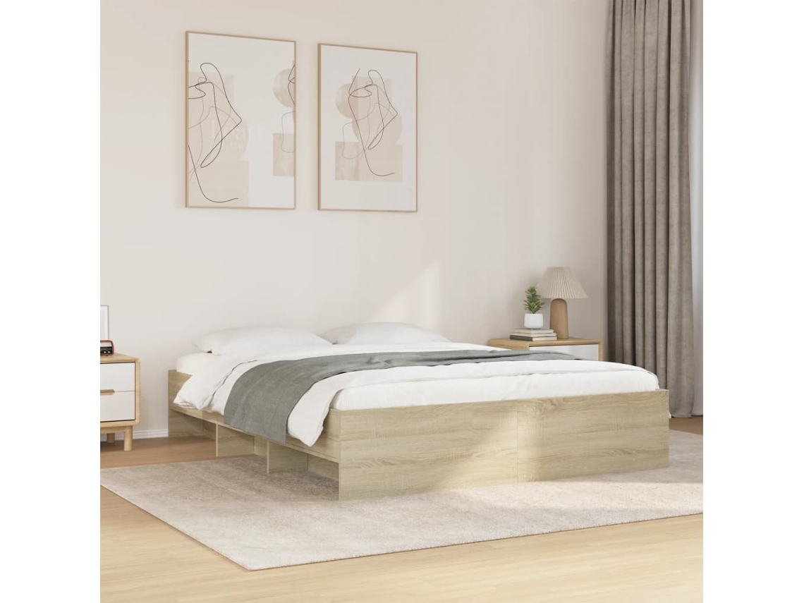 Estructura De Cama Madera De Ingeniería Roble Sonoma 160x200 Cm