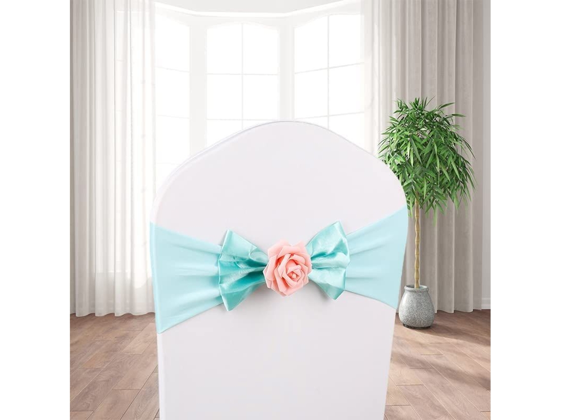 6 Unidades De Cintas Elásticas Para Sillas Con Estampado Floral, Color Rosa Y Azul Claro, Ideales Para Bodas, Fiestas Y Hoteles.